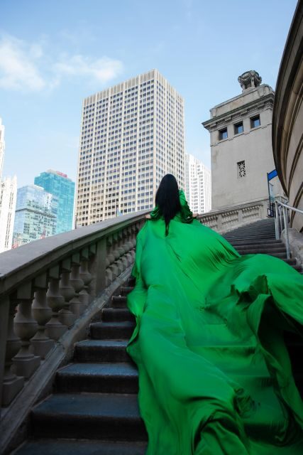 Chicago Luxury Flying Dress Photoshoot - Why a flying dress photoshoot works so well in downtown Chicago