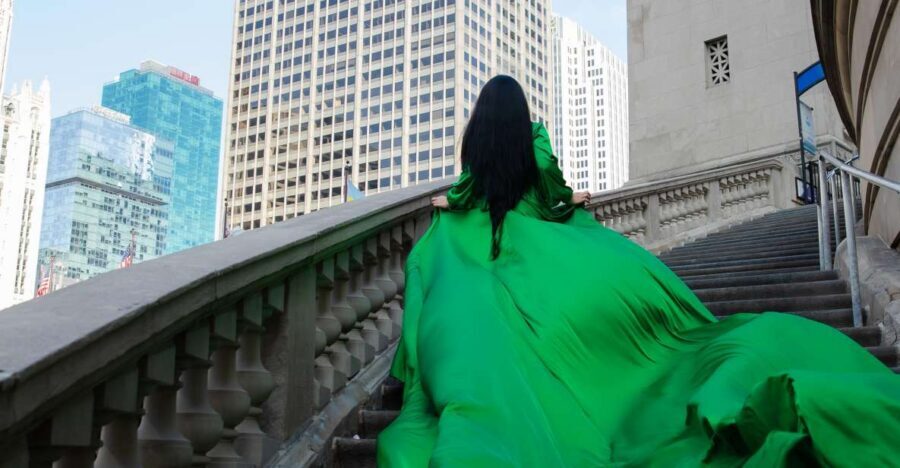 Chicago Luxury Flying Dress Photoshoot - Entering The Chicago Theatre: your starting point and photo momentum